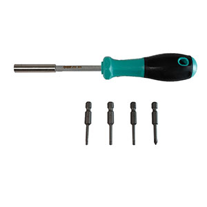 Screwdriver with 4 bits